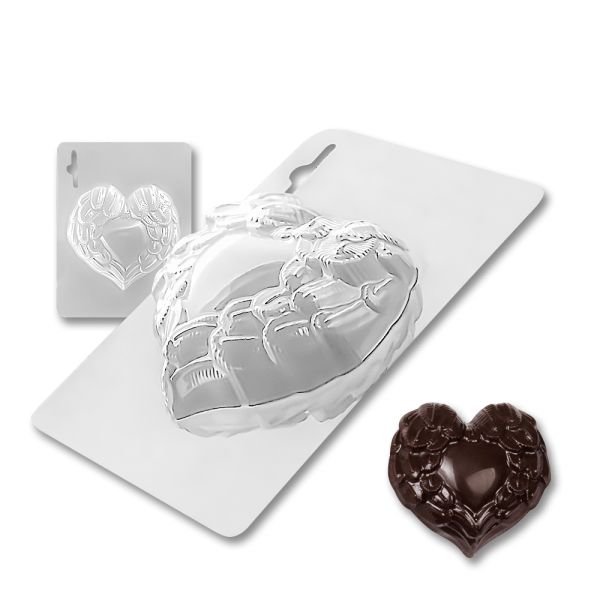 Plastic chocolate mould Heart with wings, A-00009