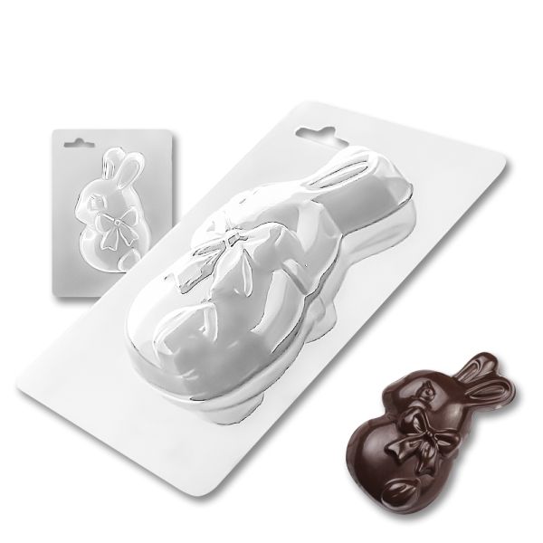 Plastic chocolate mould Easter Little bunny with a bow, A-00016