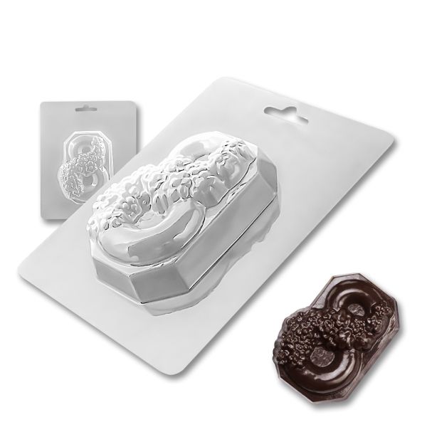 Plastic chocolate mould March 8 with daisies, A-00019