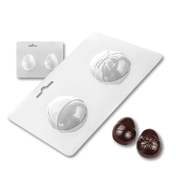 Plastic chocolate mould Easter Egg with a bow and a ribbon, A-00024