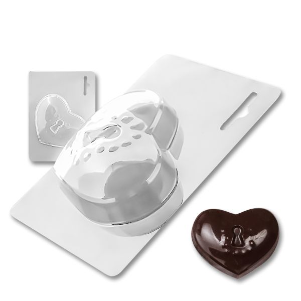Plastic chocolate mould Heart with a lock, A-00029