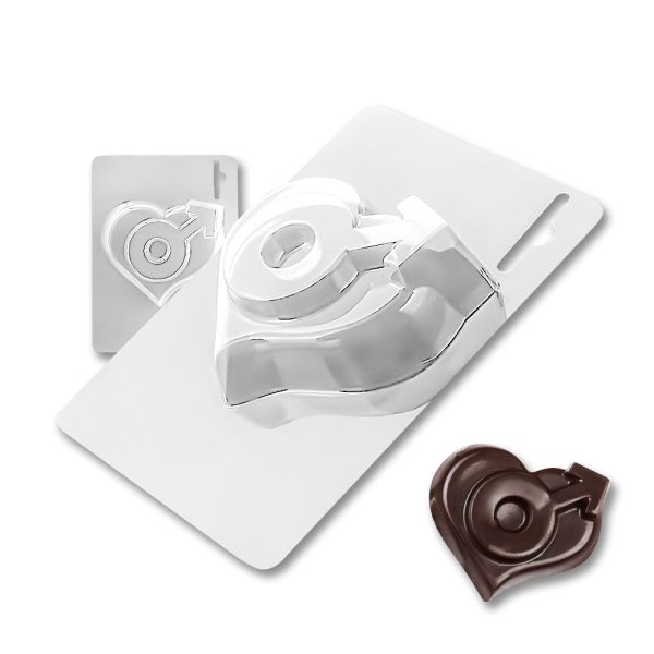 Plastic chocolate mould Man's heart, A-00032