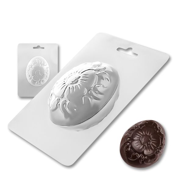 Plastic chocolate mould Easter Egg with a daisy, A-00042
