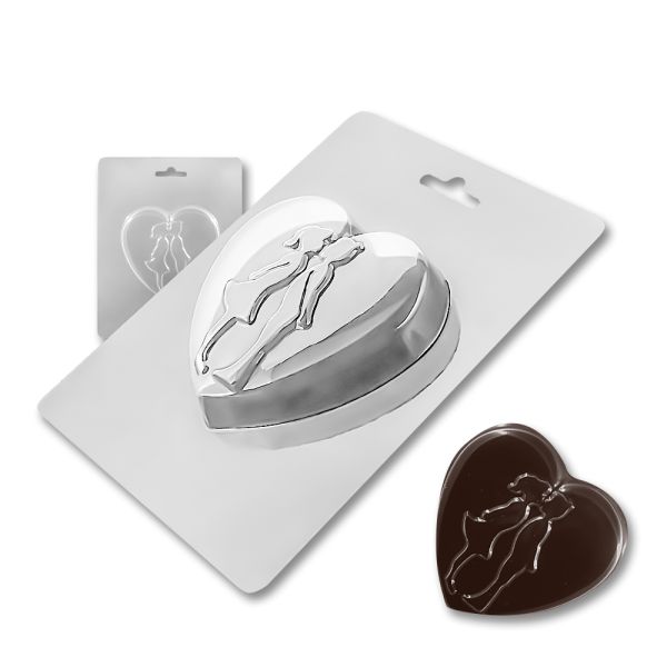 Plastic chocolate mould Heart - Lovers' kiss, A-00048