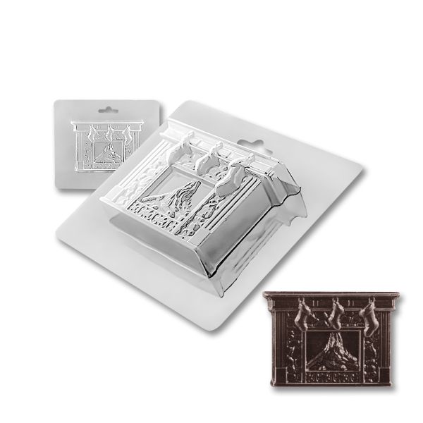 Plastic chocolate mould Christmas fireplace, A-00051