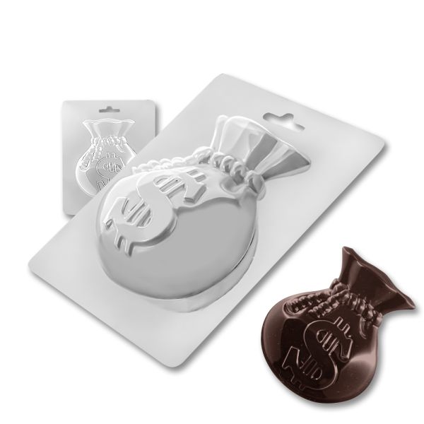 Plastic chocolate mould Sack of dollars, A-00064