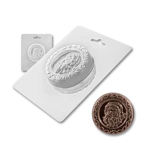 Plastic chocolate mould Medallion with Santa Claus, A-00082
