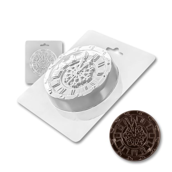 Plastic chocolate mould New Year Clock, A-00085