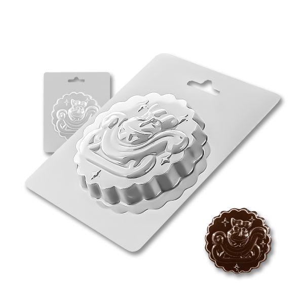 Plastic chocolate mould Medallion - Winter sleigh, A-00091