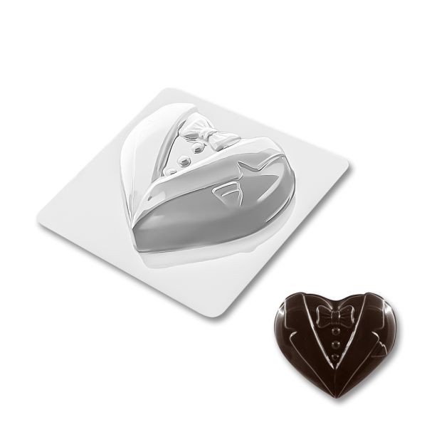 Plastic chocolate mould Heart in Tuxedo, A-00112
