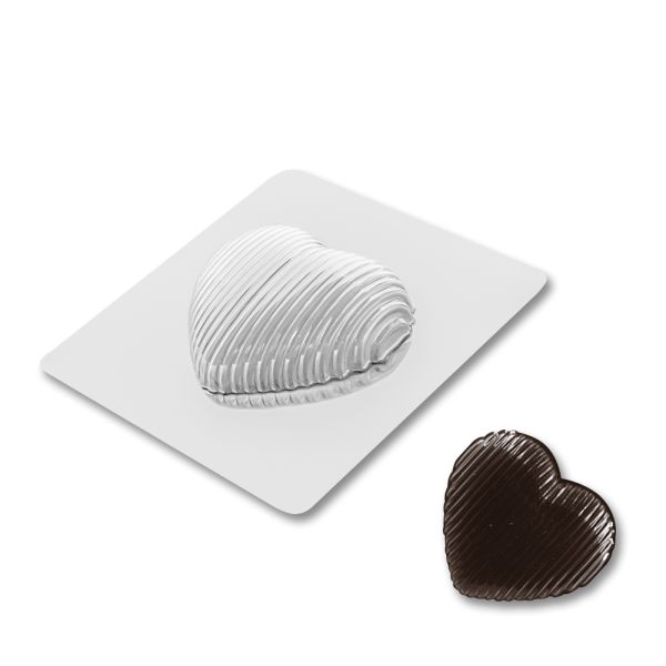 Plastic chocolate mould Striped heart, A-00115