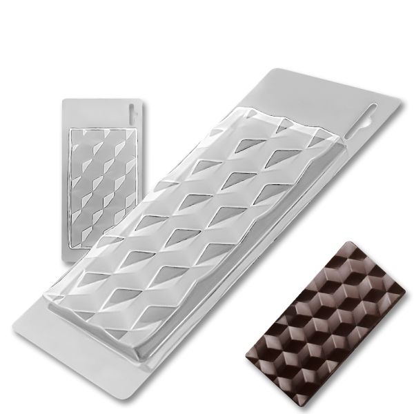 Plastic chocolate mould Chocolate bar - Cube, B-00002