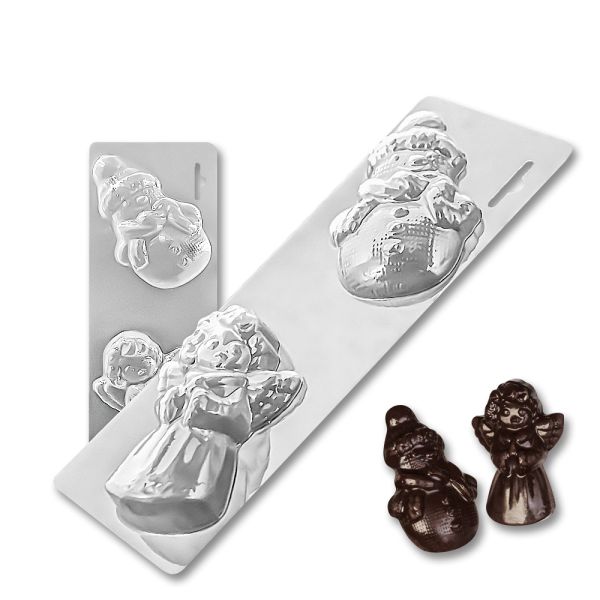 Plastic chocolate mould Snowman and an angel, B-00007