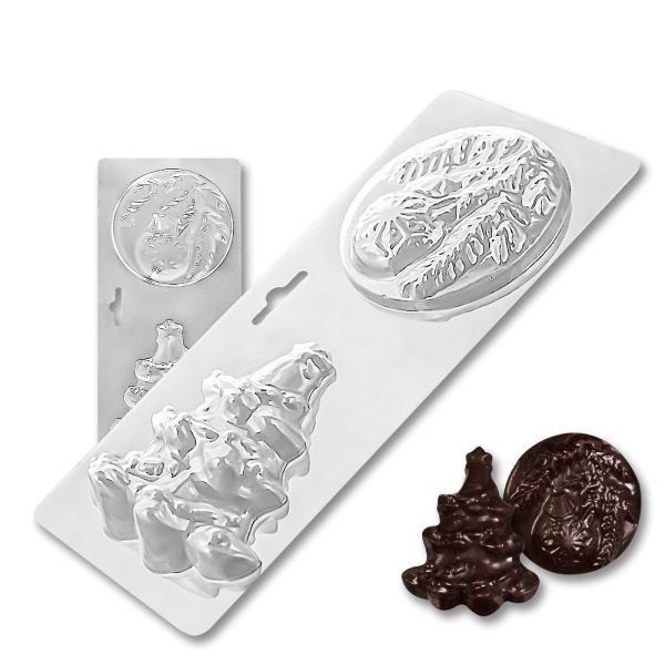Plastic chocolate mould Christmas tree and a toy, B-00012