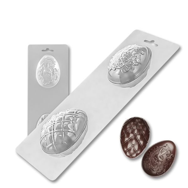 Plastic chocolate mould Easter Faberge egg with a rabbit, B-00018