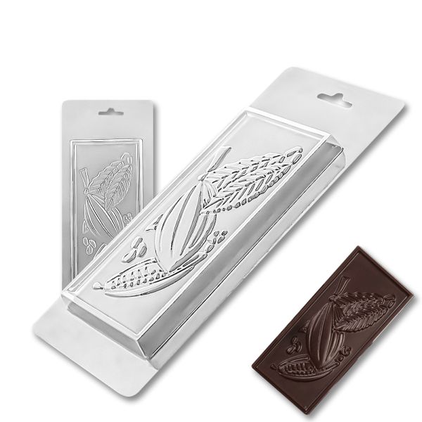 Plastic chocolate mould Chocolate bar - Cocoa beans, B-00020