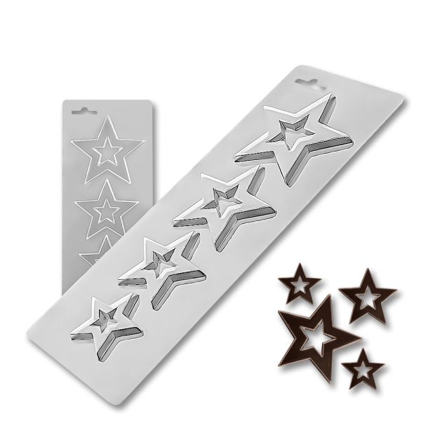 Plastic chocolate mould Stars (4 pcs), B-00032