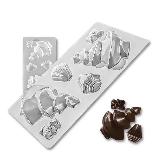 Plastic chocolate mould Christmas tree and a bear, C-00010