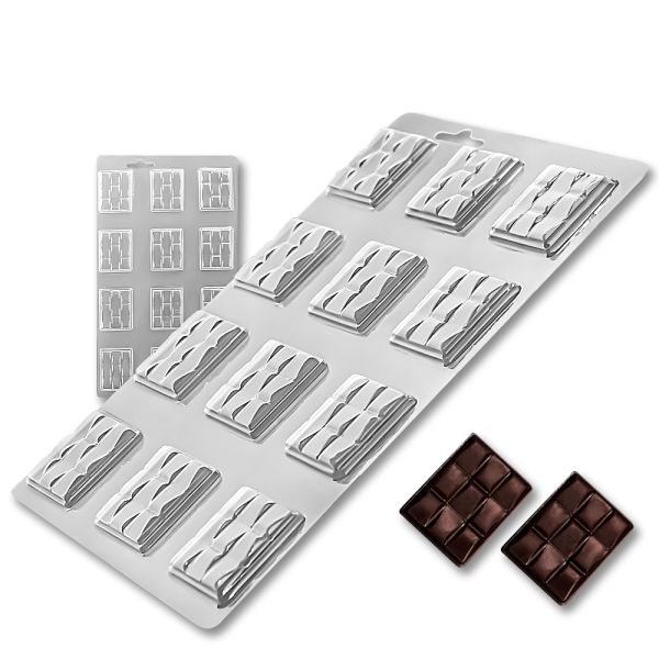Plastic chocolate mould Mini bars - Wave, C-00014