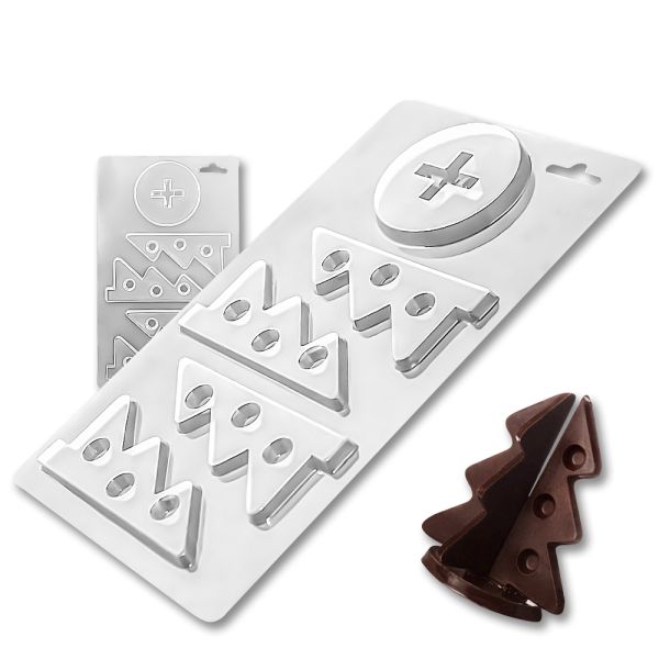 Plastic chocolate mould Christmas tree with pearls, C-00015
