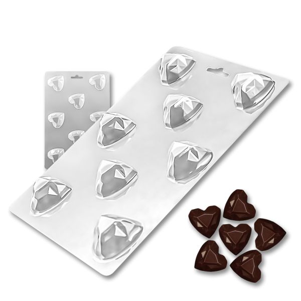 Plastic chocolate mould Ruby heart candies, C-00025