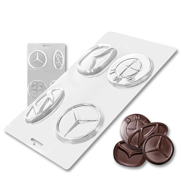 Plastic chocolate mould Car badges 1, C-00034