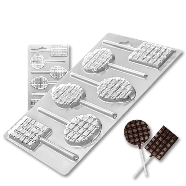 Plastic chocolate mould Chocolate bars on sticks - Chocolate Lolly, C-00047