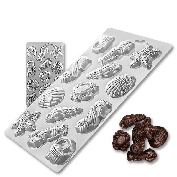 Plastic chocolate mould Sea mix 13 pcs, C-00054