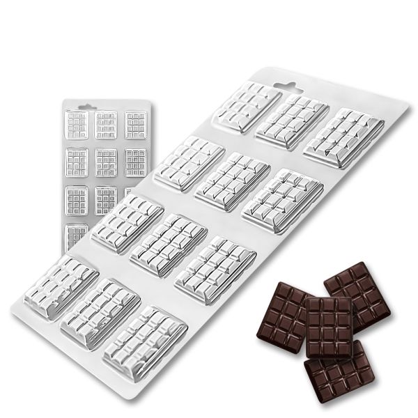 Plastic chocolate mould Mini chocolate bars blocks 12 pcs, C-00057