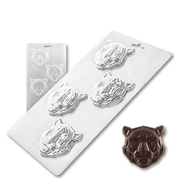 Plastic chocolate mould Lion's heads 4 pcs, C-00061