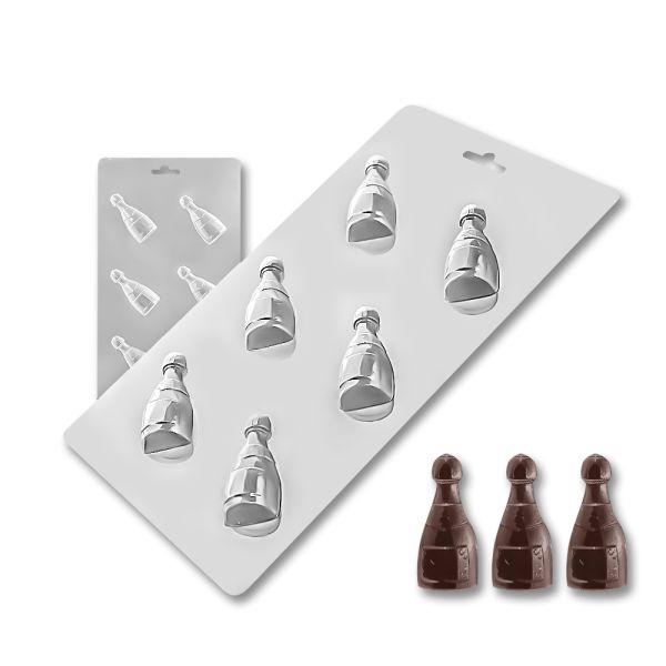 Plastic chocolate mould Mini bottles of champagne, C-00067