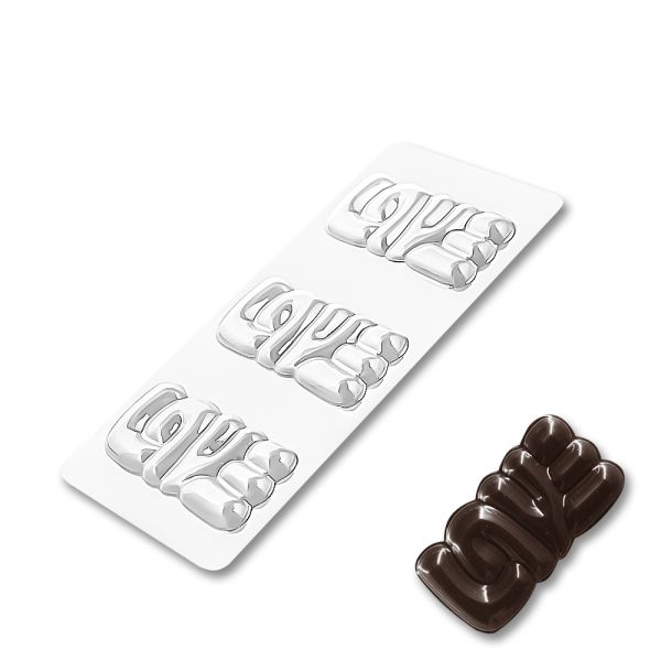 Plastic chocolate mould Flat bar Love 3 pcs, C-00080