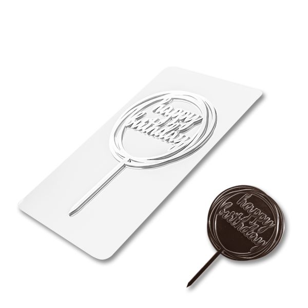 Plastic chocolate mould Chocolate topper - Happy Birthday, C-00081