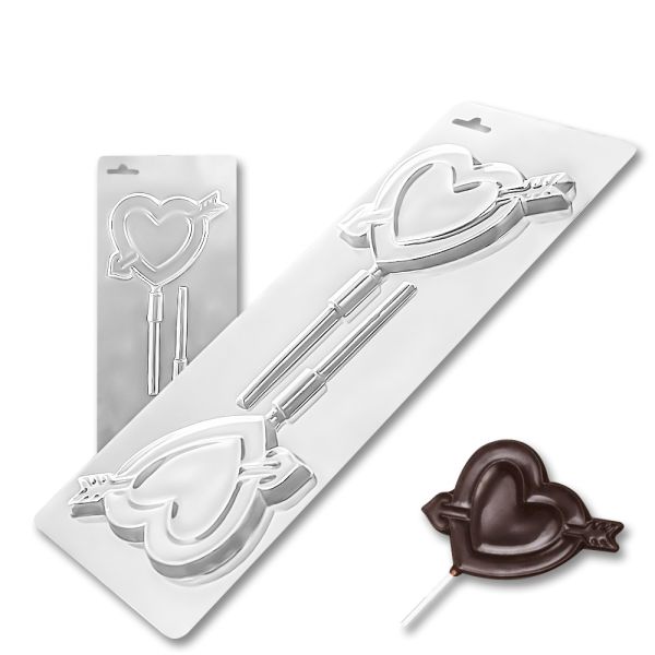 Plastic chocolate mould Heart on a stick - Chocolate Lolly moulds, D-00004