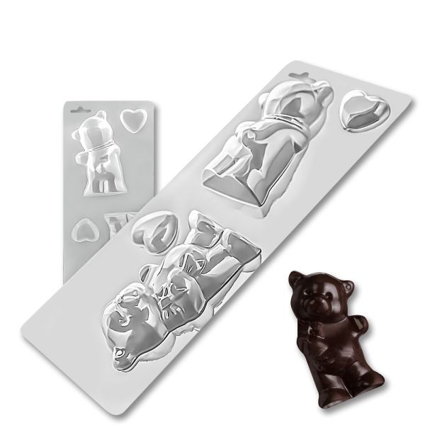 Plastic chocolate mould Bear and a heart, D-00014