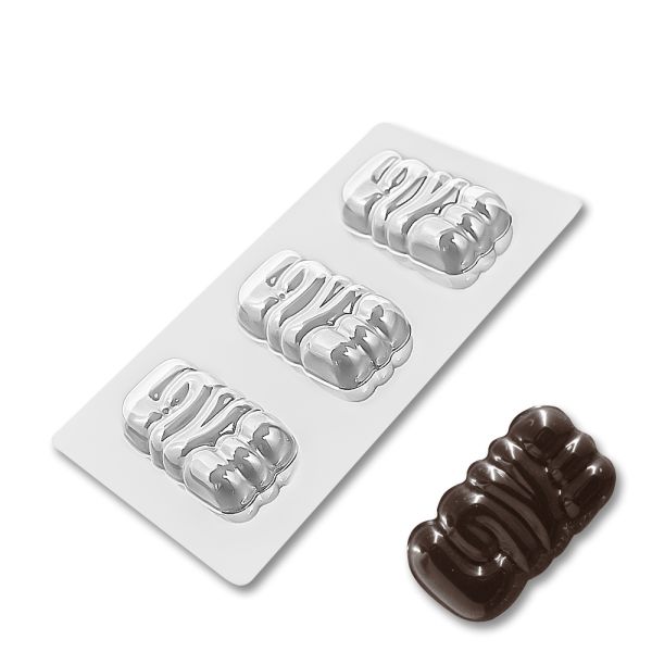 Plastic chocolate mould Bars - LOVE 3 pcs, D-00021