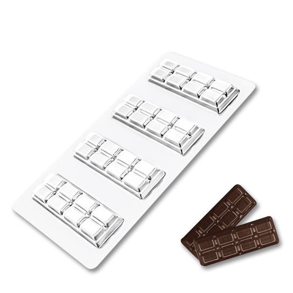 Plastic chocolate mould Chocolate bars mini size 4 pcs, D-00022