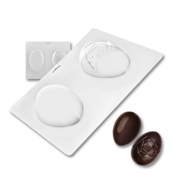 Plastic chocolate mould Easter Egg with squares in the center, E-00007