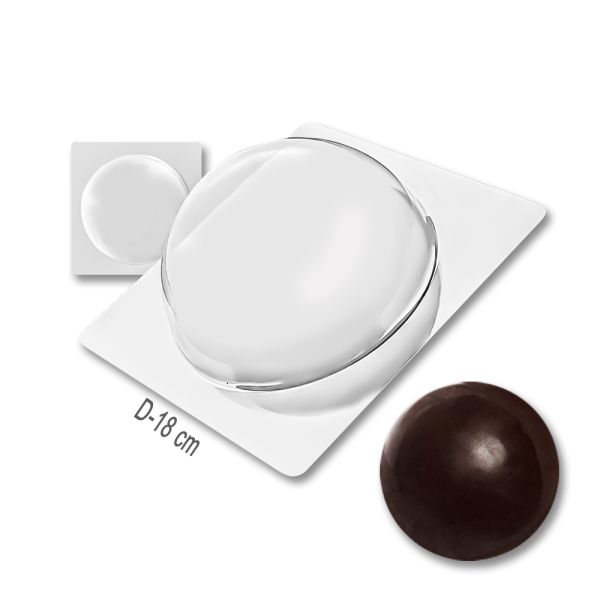 Plastic chocolate mould Semi-sphere 18 сm, E-00016