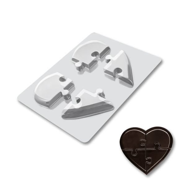 Plastic chocolate mould Puzzle heart, E-00023