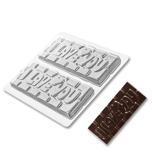 Plastic chocolate mould Bar I LOVE YOU 2 pcs, E-00027